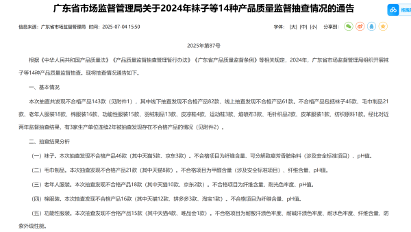 华泰国际 63款服装抽检不合格！阿迪达斯、真维斯、梦特娇被点名